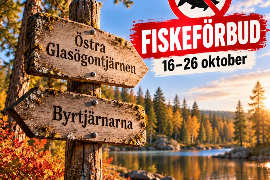 Fiskeförbud i Östra Glasögontjärn och Byrttjärn perioden 16–27 oktober.